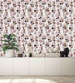 White Wallpaper with Light Pink Flowers