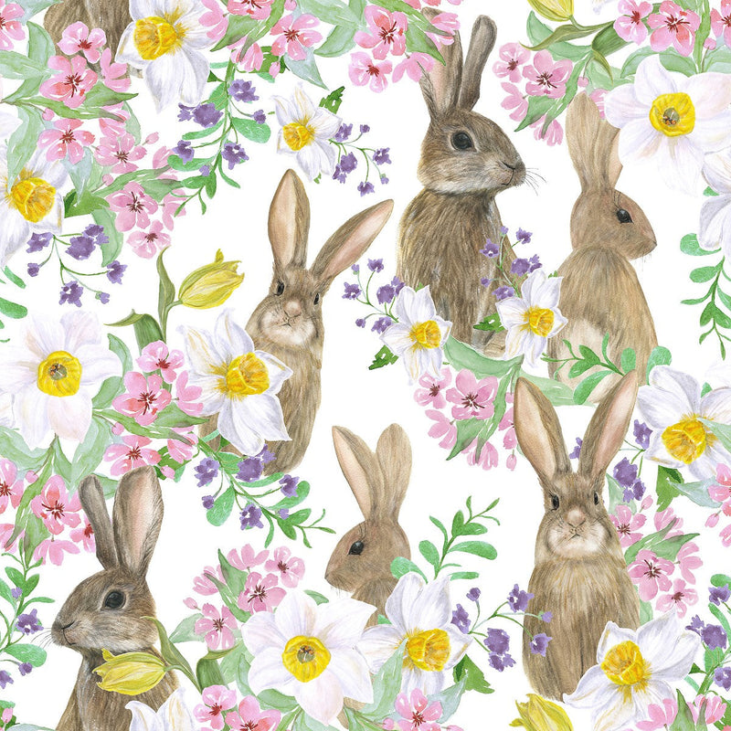Contemporary Hares between Flowers Wallpaper Smart