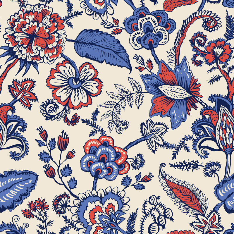 Blue and Red Pattern Wallpaper
