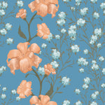 Modish Blue Floral Wallpaper Sophisticated