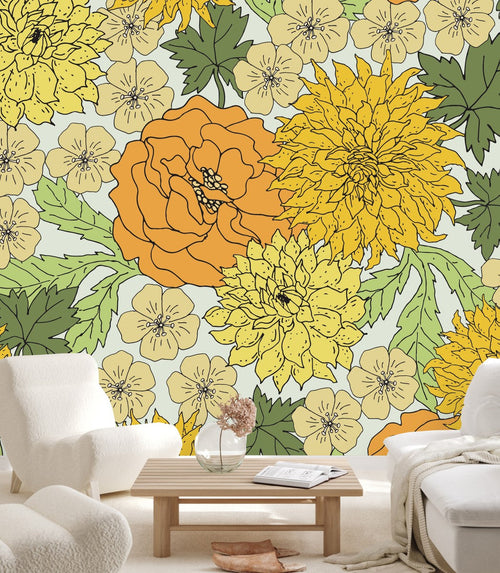 Yellow Floral Wallpaper