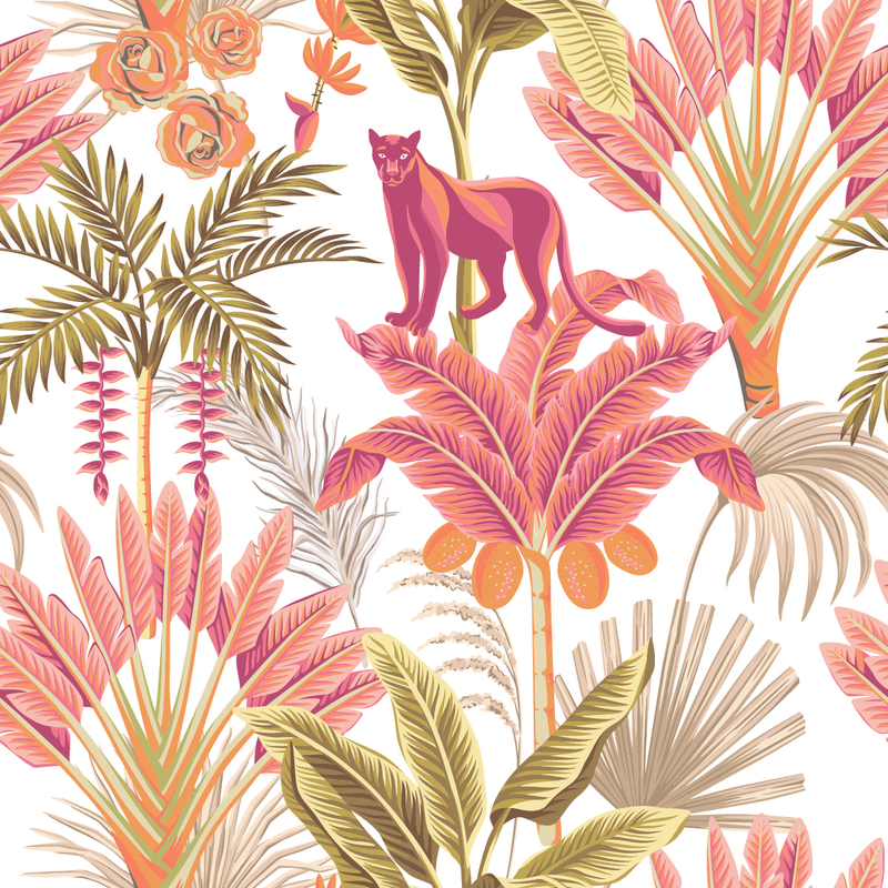 Pink Palms Pattern Wallpaper