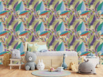 Contemporary Brightly Leaves Wallpaper Chic