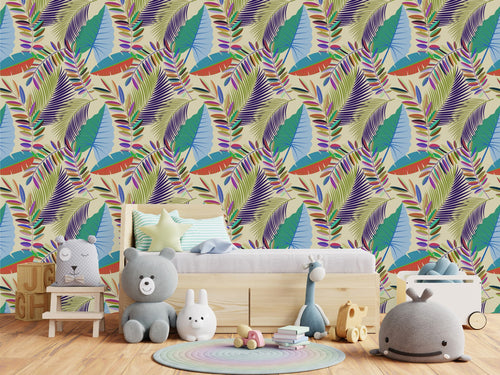 Contemporary Brightly Leaves Wallpaper Chic