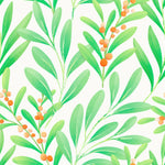 Stylish Green Leaves with Berries Wallpaper Smart