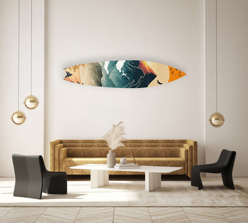 Mountains Horizon Acrylic Surfboard Wall Art