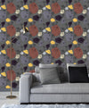Grey Abstract Floral Wallpaper