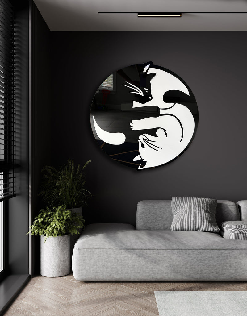 Yin Yang Cats High Gloss Acrylic Art Printed