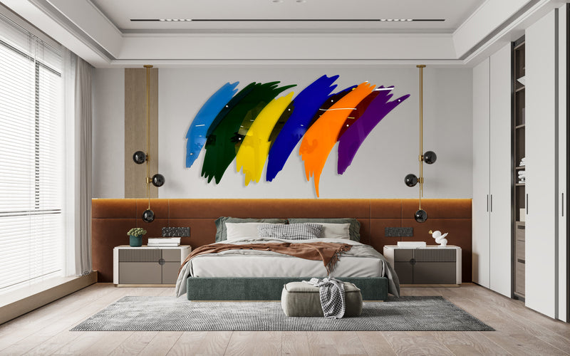 Oversized Multicolor Brush Transparent Acrylic Art