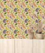 Beige Wallpaper with Ferns