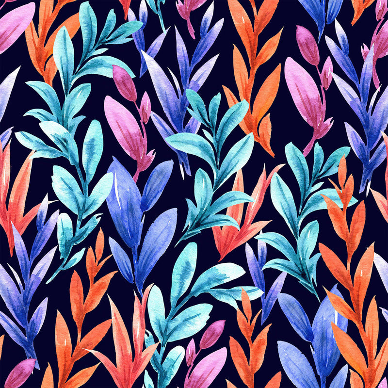 Fashionable Dark Wallpaper with Multicolored Leaves Smart