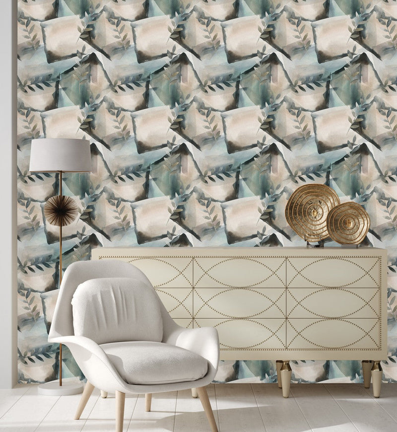 Elegant Grey Leaves Wallpaper Chic