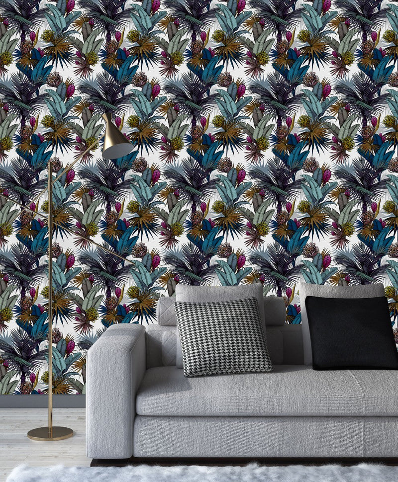 Voguish Exotic Palm Leaves Wallpaper Tasteful