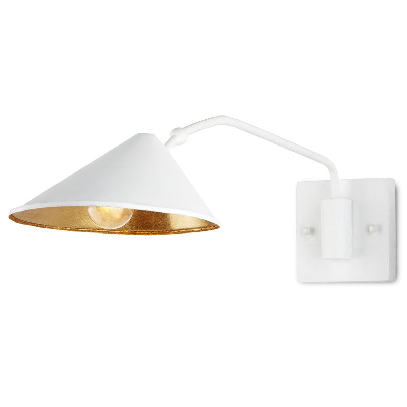 Currey and Company Serpa Single White Wall Sconce 5000-0205