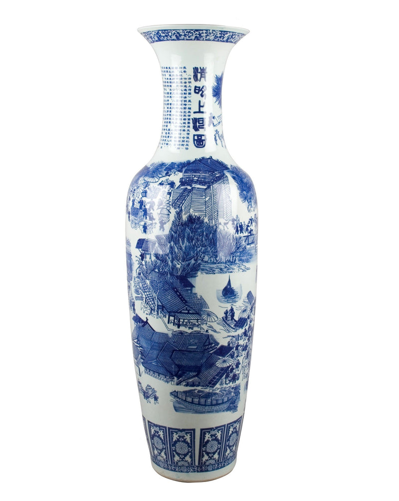 Lovecup Blue & White 48"Tall Porcelain Vase - LOVECUP