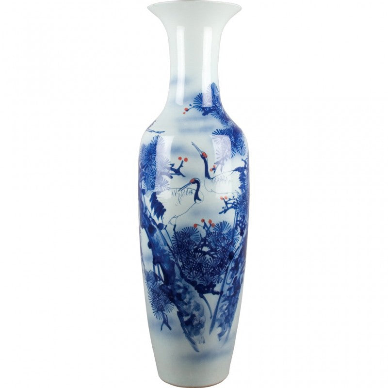 Lovecup Blue and White Porcelain Crane Vase L222
