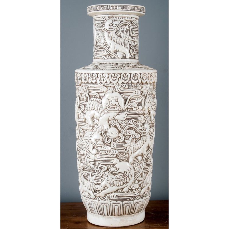 Lovecup Carved Porcelain Vase 27" Tall x 11" Wide