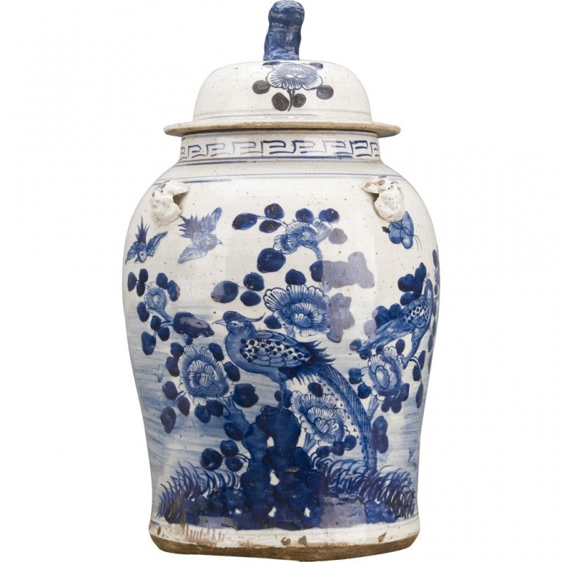 Lovecup CLASSIC PORCELAIN JAR-BLUE AND WHITE BIRD SCENE L519
