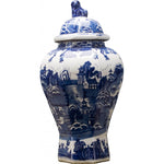 Lovecup BLUE AND WHITE HEXAGONAL TEMPLE JAR L562