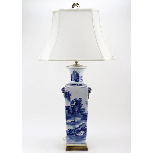 Lovecup Blue and White Classic Square Vase Lamp L763