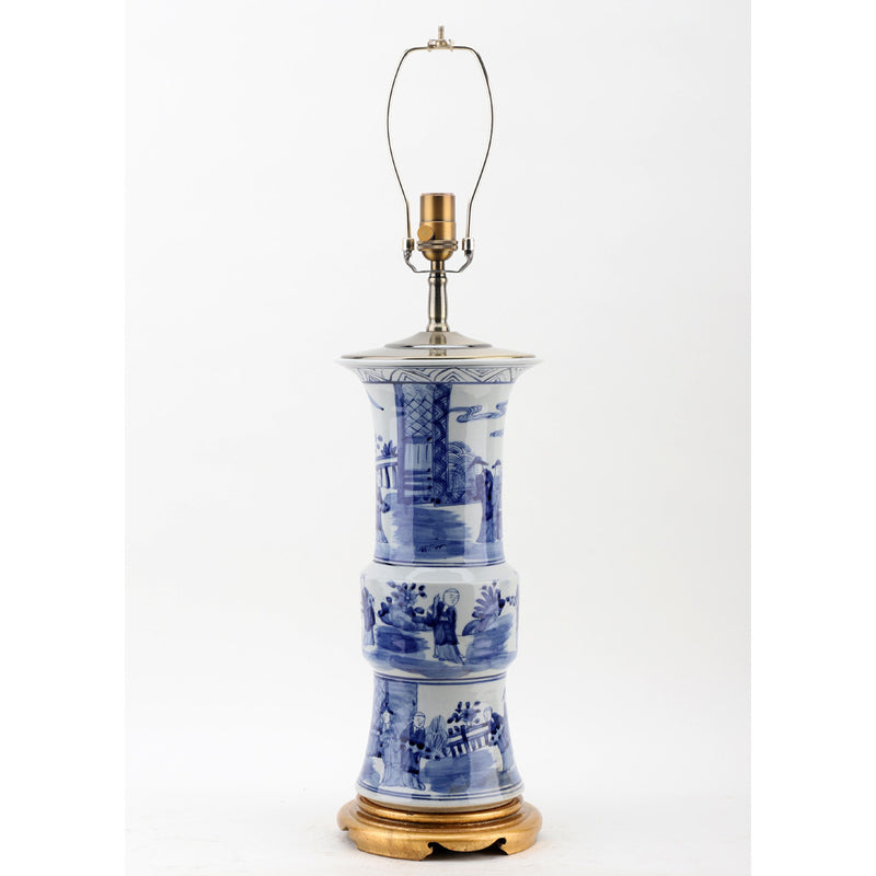 Lovecup Blue and White Classic Vase Lamp with Brass Base L768