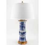 Lovecup Blue and White Classic Vase Lamp with Brass Base L768