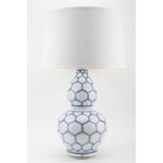 Lovecup Geo Diamond Blue and White Gourd Vase Table Lamp L894