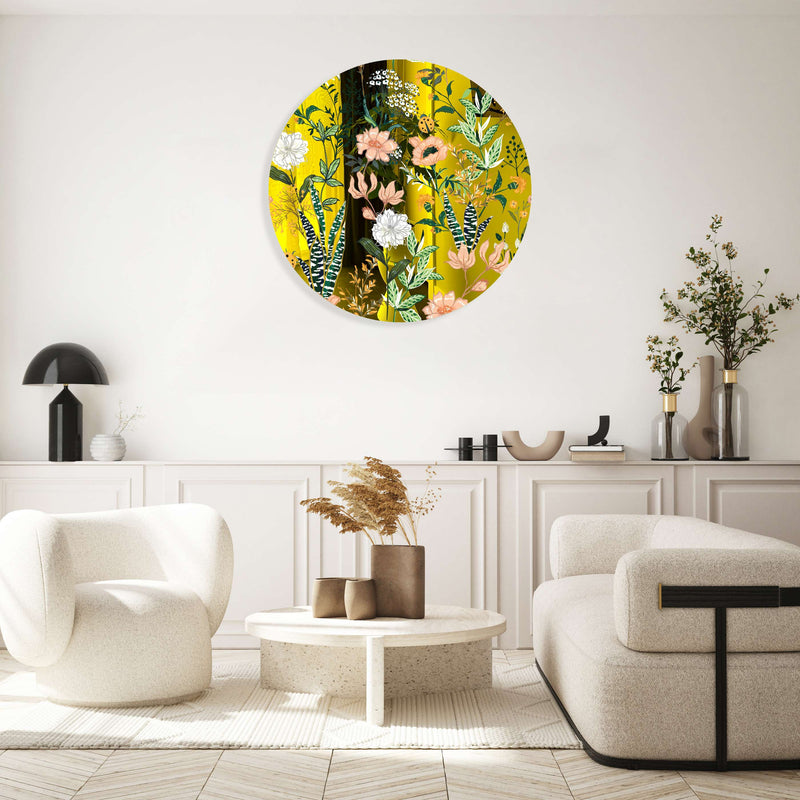 Beautiful Field Flowers Printed Mirror Acrylic Circles