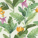 Palm Leaves and Exotic Flowers Wallpaper