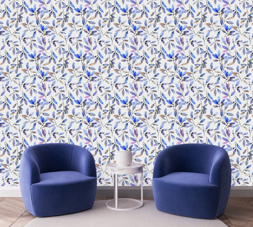 Brightly Blue Leaves Wallpaper