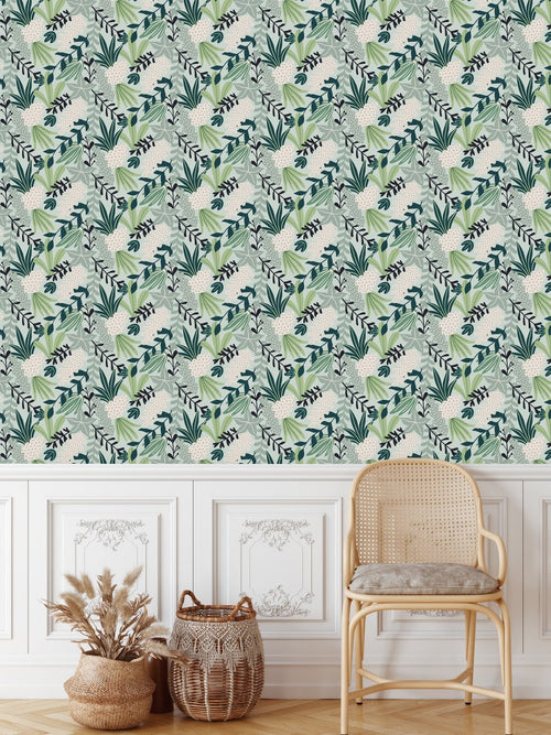 Elegant Green Leaves Wallpaper Fashionable Quality