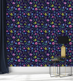 Modish Dark Wallpaper with Wildflowers Vogue