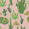 Beige Wallpaper with Cactus Pattern