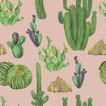 Beige Wallpaper with Cactus Pattern