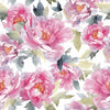 White Wallpaper with Pink Peonies