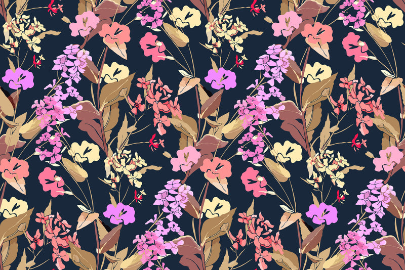 Brightly Pink and Yellow Flowers Wallpaper