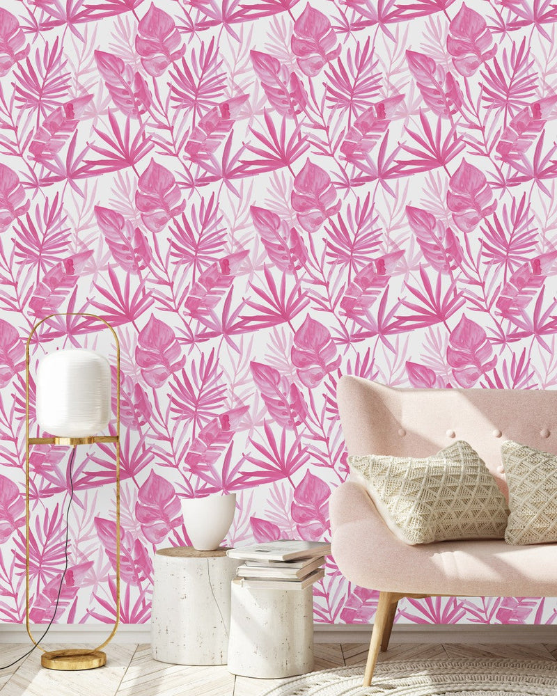 Pink Palm Leaves Wallpaper