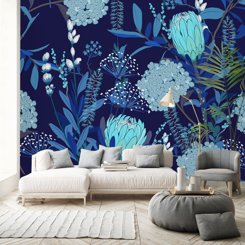 Blue Floral Wallpaper