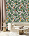 Pink Wallpaper with Toucans