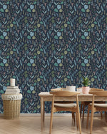 Dark Wallpaper with Little Leaves