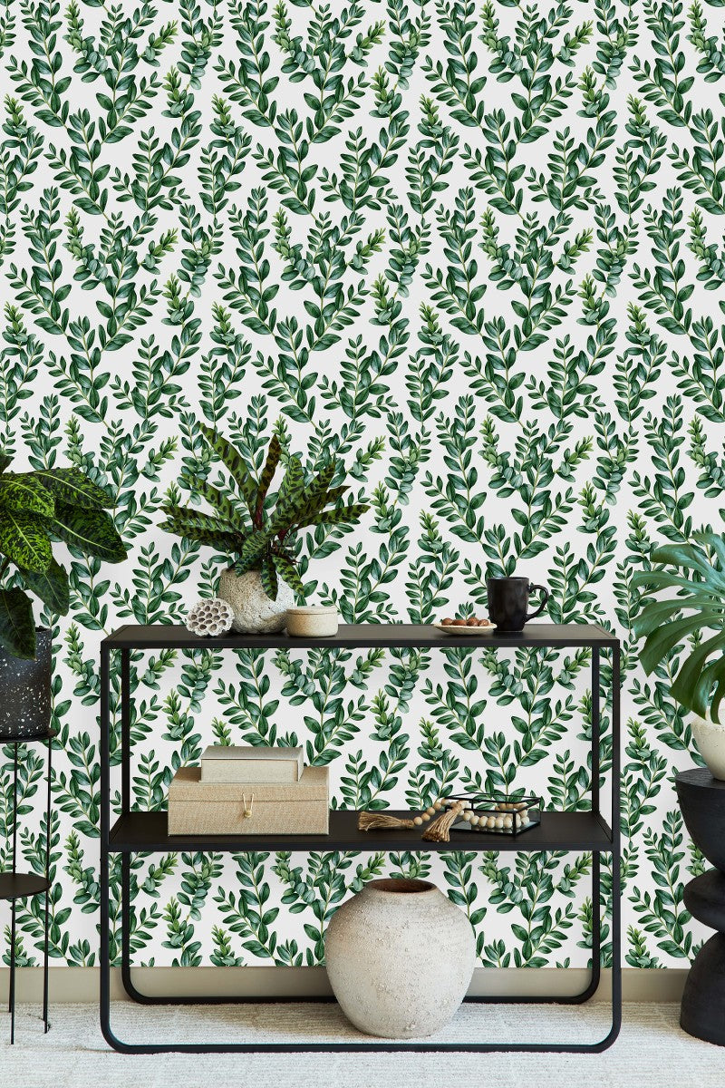 Fashionable Green Plants Wallpaper Chic
