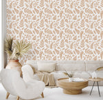 Dark Beige Leaves Wallpaper