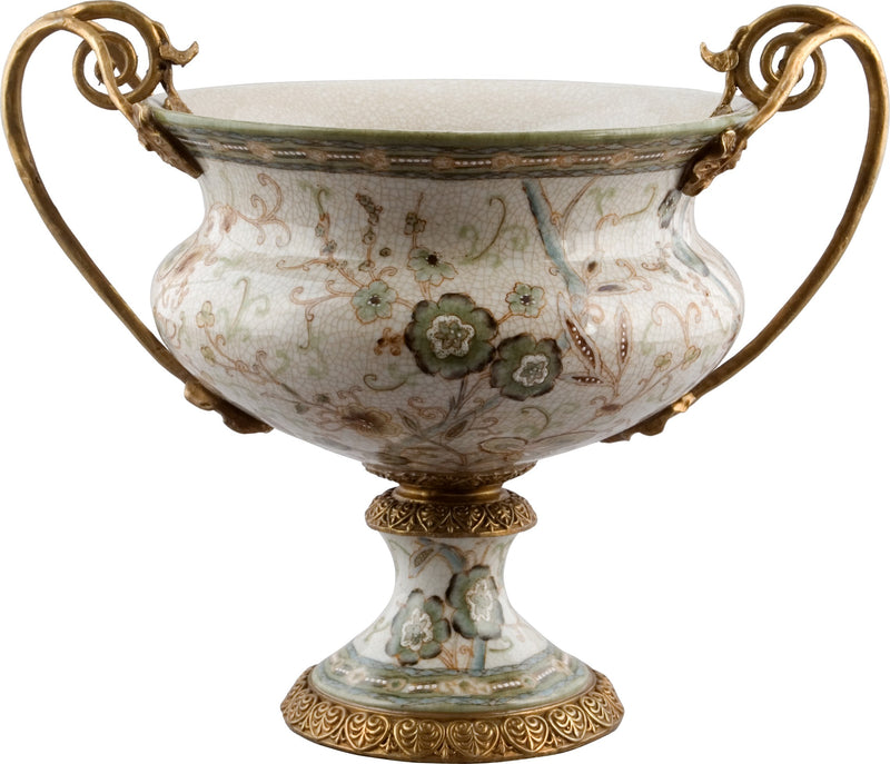 Lovecup Centerpiece Table Top Bowl with Bronze Handles and Garden Design L214