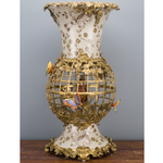 Lovecup Bronze Bird Cage Vase with Parrot L338