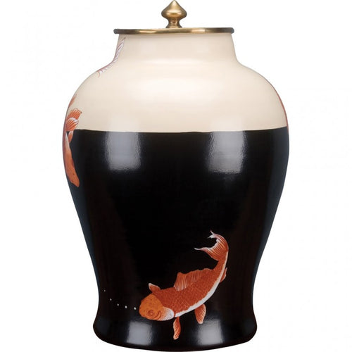 Lovecup Porcelain Jar with Koi and Bronze Ormolu Lid L340