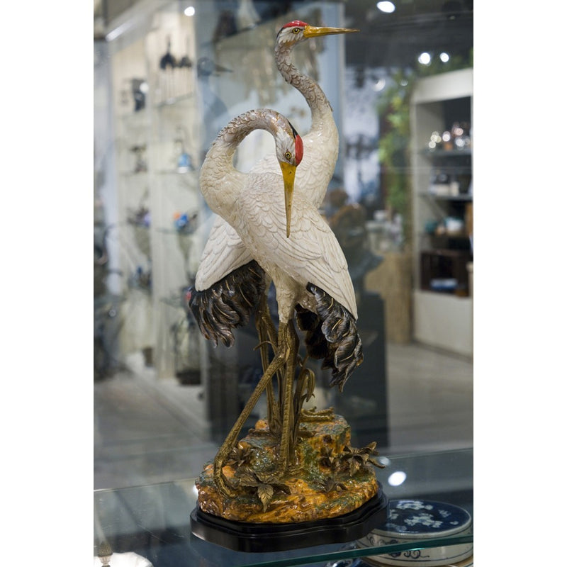 Lovecup PORCELAIN DOUBLE CRANE WITH BRONZE