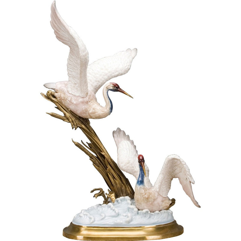 Lovecup Double Seagull Ceramic Figurine with Bronze L352