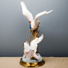 Lovecup Double Seagull Ceramic Figurine with Bronze L352