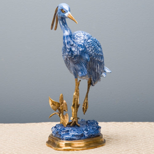 Lovecup Blue Crane with Bronze Base