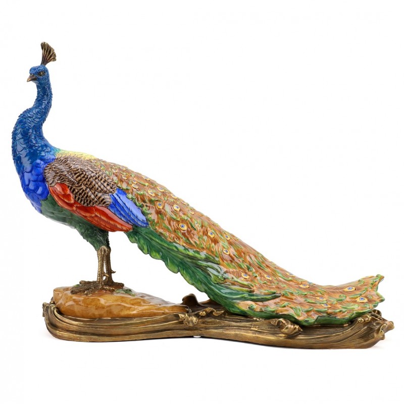 Lovecup Porcelain and Bronze Peacock Figurine L377
